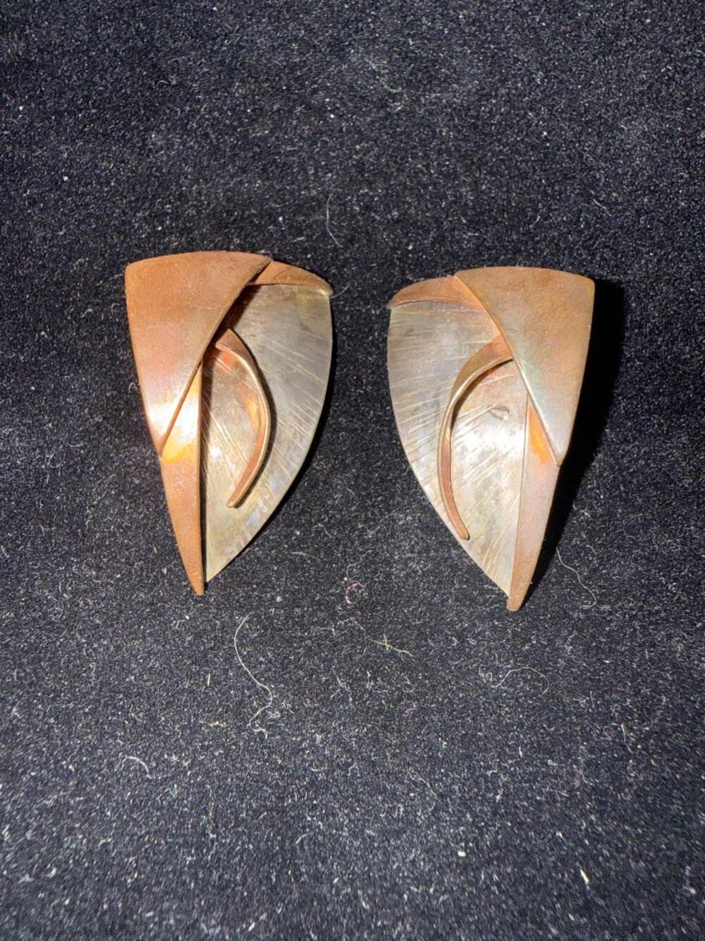 Nelson House sterling silver earrings with copper, mid century